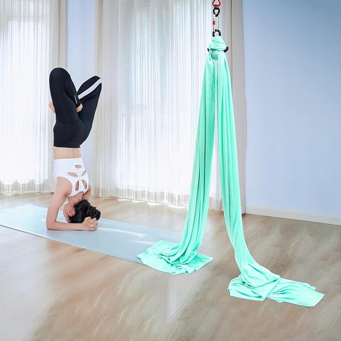 6m Aerial Yoga Practice Polyester Strap Aerial Equipment Yoga Hammock Practice Kit Green