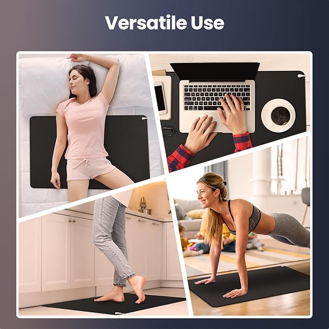 Yoga Grounding Mat, Foot Therapy,Twin/Full Bed-end Foot Mat, 35.4x23.6 inches Grounding Pad for Bed, Boost Energy, Improve Sleep, Reduce Anxiety