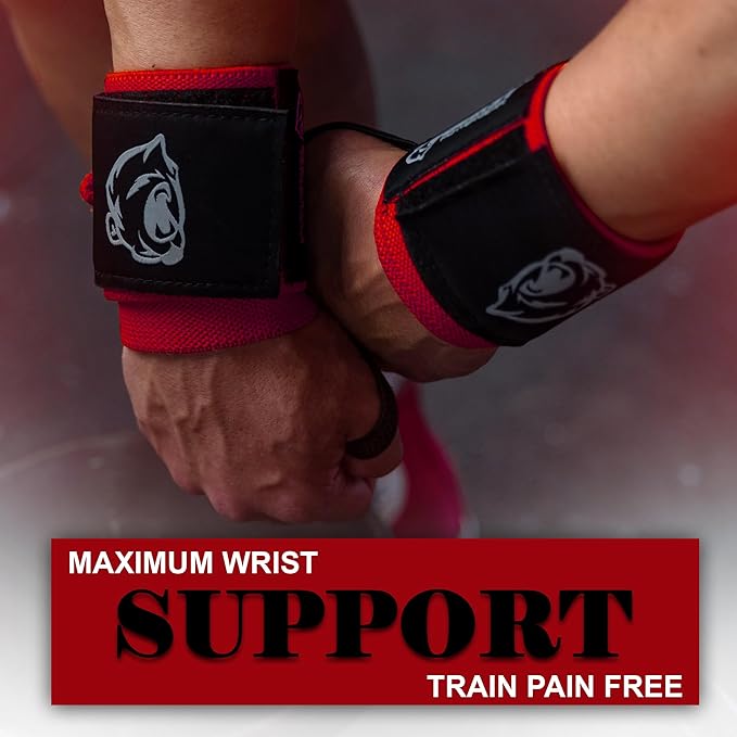 Beast Power Gear Wrist Wraps for Weightlifting 18” Premium Quality Wrist Support for Bodybuilding Heavy Duty Thumb Loop Powerlifting, Strength Training for Men and Women