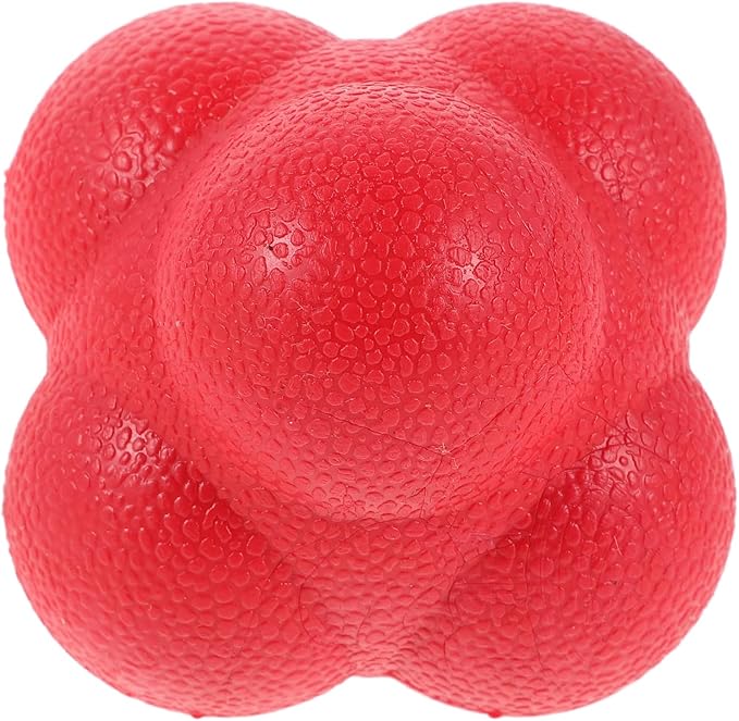 VOSAREA Agility Reaction Ball Hexagon Trainer,Hand Eye Coordination Training Ball for Baseball Soccer Basketball Tennis Practice - Quick Reflex Agility Speed Toy, Red