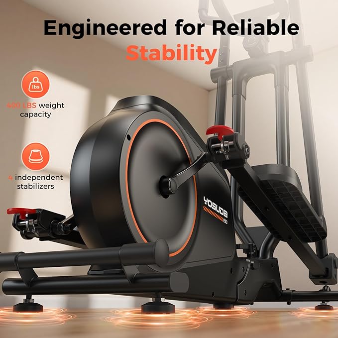 YOSUDA Compact Elliptical Machine Only 2 sq ft, 15IN Stride Foldable Elliptical for Home, Folding Elliptical Exercise Machine, Elliptical Cross Trainer with 16 Magnetic Resistance Levels