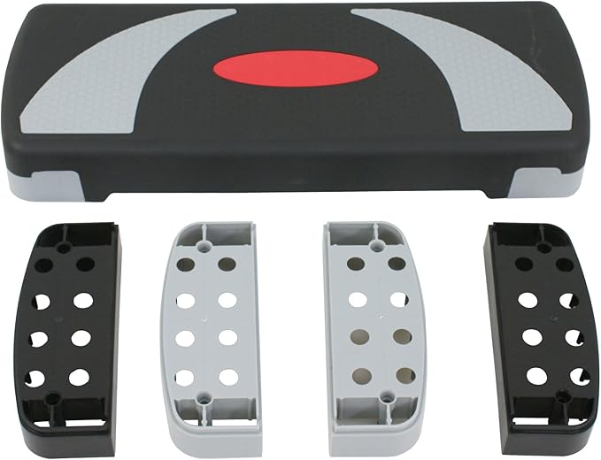 HomGarden 30'' Adjustable Workout Stepper Aerobic Step 4" - 6" - 8" in Fitness & Exercise Step Platform Trainer Stepper w/Risers for Home Gym
