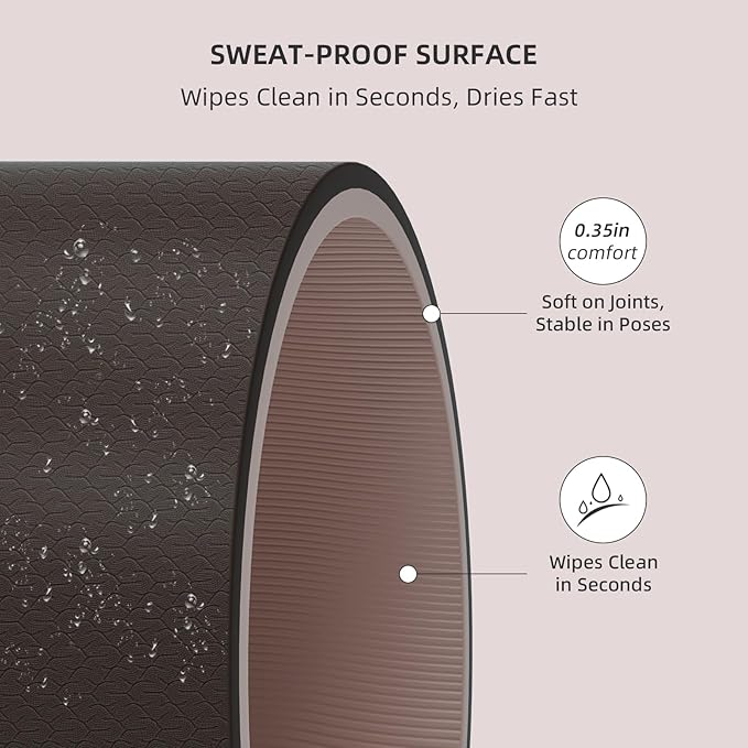 ILILI Yoga Mat Thick&Large Exercise Mats for Home Workout – Extra Wide Yoga Mat with Carrying Strap 76''x32.7''x0.35'' For Men & Women – Anti-Tear, Lightweight, Cushioned Support, Works Great on All Floors for Stretching, Pilates, Meditation and Floor ...