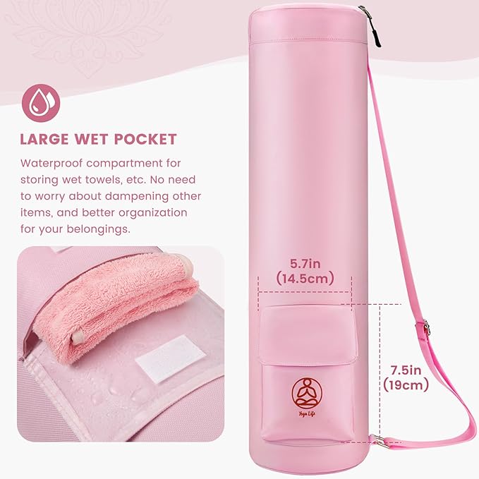 Gonex Yoga Mat Bag, Yoga Mat Carrier Full-Zip Exercise Yoga Mat Carry Bag for Women Men with 2 Multi-Functional Storage Cargo Pockets Extra Wide Adjustable Shoulder Strap