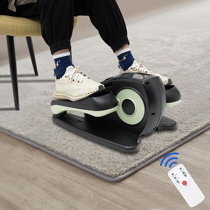 Under Desk Elliptical Machine, 55.12lbs Electric Seated Pedal Exerciser w/Remote Control & Display Monitor, Foot & Leg Pedal Exerciser 5 Gears Speeds Adjustable for Home Office