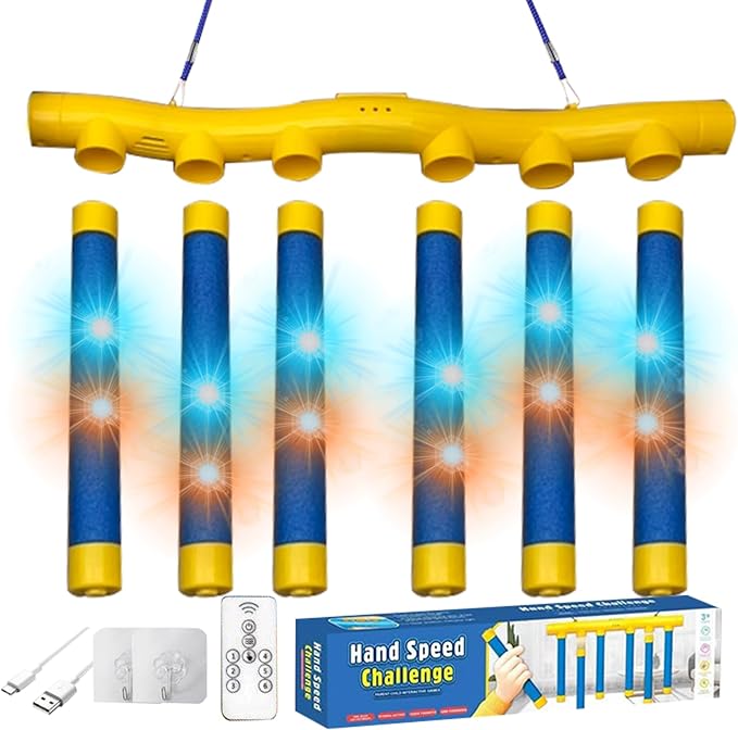 Reflective Drop Stick Challenge, Drop The Stick Game, Catch All DRO p Sticks Game, Hand Speed Challenge Ga me, Hand Eye Coordination Reaction Training Toy, Adjustable Speed, 3 Adjustable Speeds