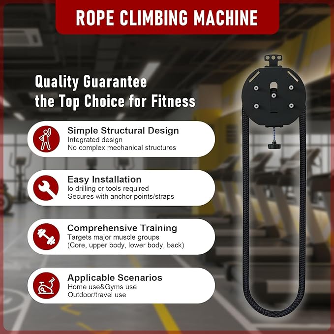 Endless Rope Trainer, Suspension Pulley Cable Machine with Adjustable Resistance, Pull Rope Fitness Training Equipment, for Physical Training Black