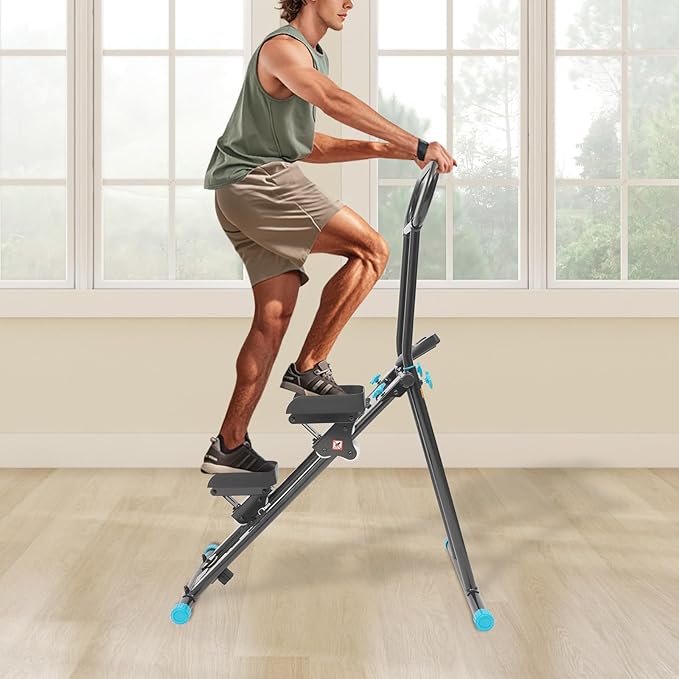 Stair Stepper for Home Gym, Vertical Climber Machine with Adjustable Handrail Height, Folding Vertical Climber Step Fitness Equipment with LCD Screen for Bedrooms Apartments