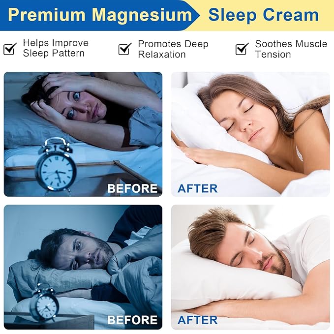 Magnesium Cream - Pure Premium Magnesium Oil for Feet, Nighttime Magnesium Lotion for Restless Legs Muscle Soreness, Promote Relaxation 3.17oz