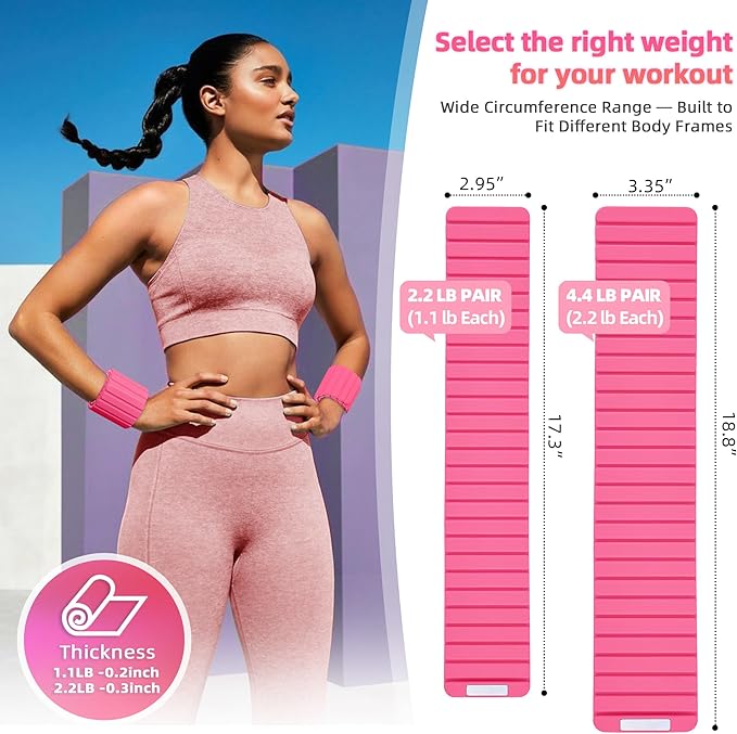 Wrist Weights Ankle Weights for Women 1 Pair (1.1 lb/2.2 lb Each) Silicone Magnetic Leg Arm Weighted Bracelet for Home Yoga Pilates Gym Workout Walking Jogging