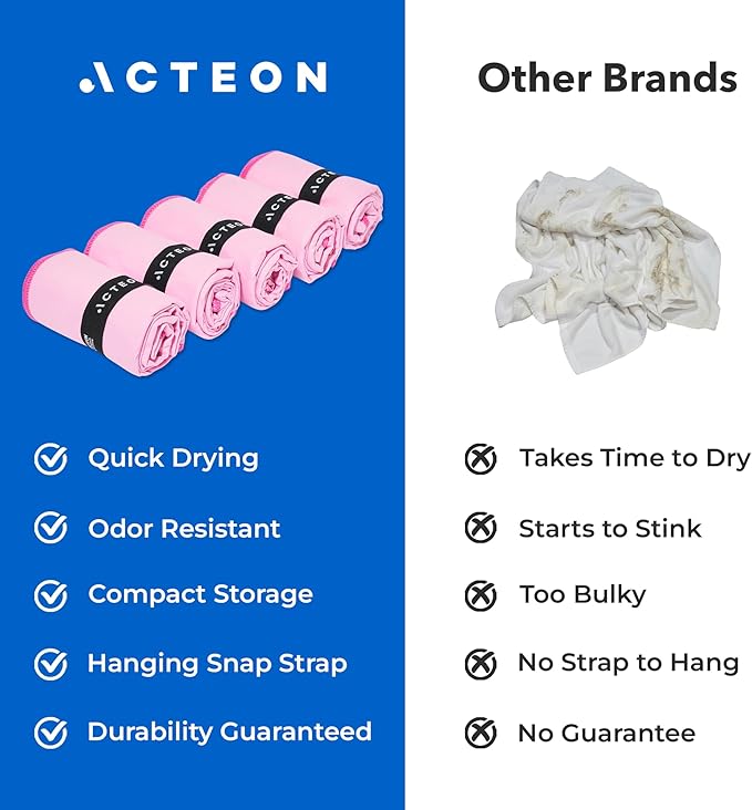 Acteon Microfiber Gym Towels 5 Pack – Quick Dry, Silver ION Odor-Free, Super Absorbent Sweat Towels for Women, Workout, Yoga, Pilates, Tennis, Running, Swimming, Travel – 16x30.5 Inch (Lavender Rose)