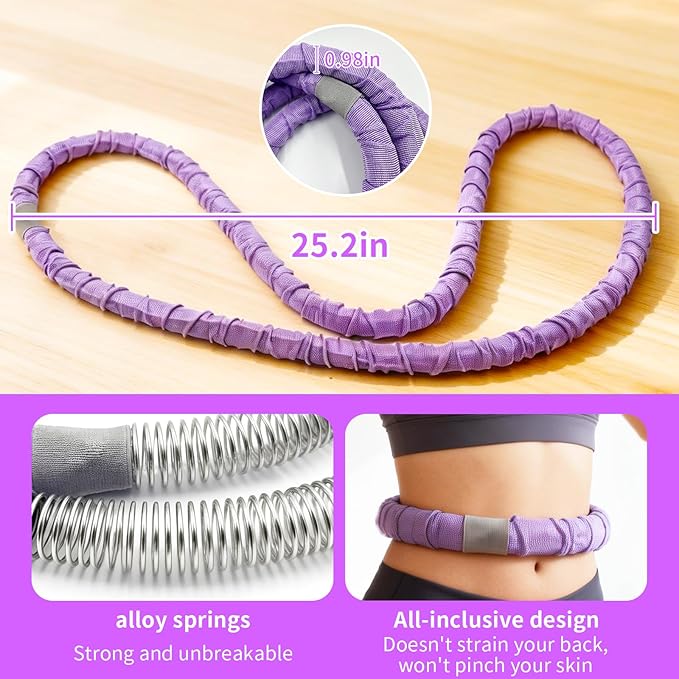 2 LB Soft Weighted Hula Hoop for Adults - Foldable No Pinching Design, Skin-Friendly PP Webbing | Ideal for Postpartum Toning & Home/Travel | Fits Users Under 130 LBS