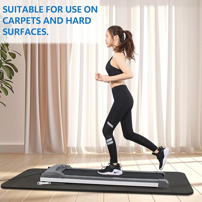 Bike Mat Compatible with Peloton Bike,Elliptical,Treadmill Mat, 6mm Thick, Under Exercise Bike Trainer Pad for Indoor Stationary Spin Bike Gym Equipment Hardwood Floor Carpet Protector