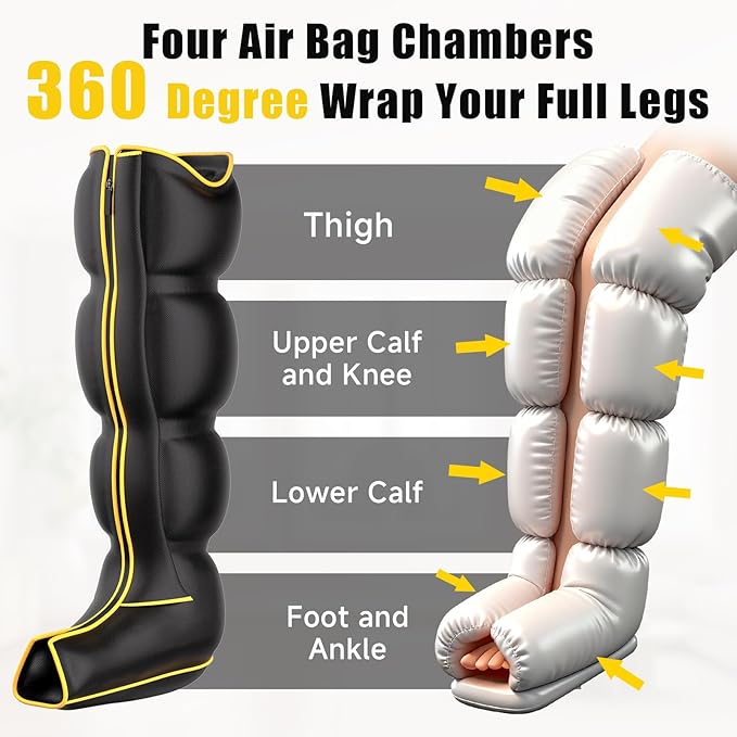 Air Compression Leg Massager, Professional Sequential Foot & Full Leg Massager for Circulation and Pain Relief, Fast Recovery Compression Boots for Athletes, Gifts for Men Women