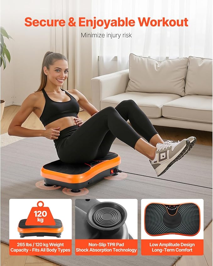Happybuy Vibration Plate Exercise Equipment - The Ideal Whole Body Vibrating Platform for Both Women and Men. It's Designed for Lymphatic Drainage and Weight Loss, Comes with 2 Resistance Bands.