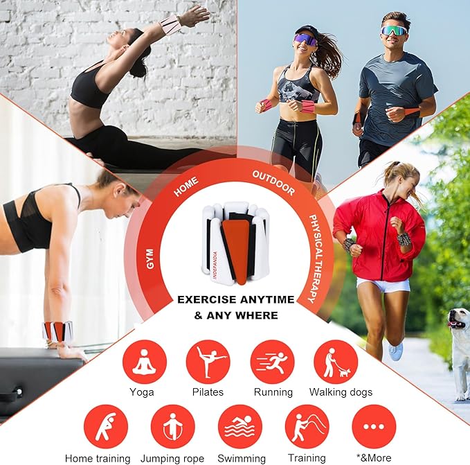 Wrist Ankle Weights for Women & Men, 2lbs/4lbs Adjustable Weighted Bangles to Boost Calorie Burn & Strength, Arm & Leg Weights for Pilates, Yoga, Walking, Barre, Gym & Home Workout