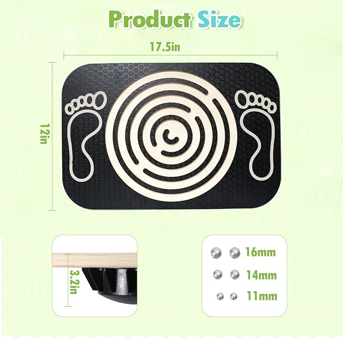 Balance Board Maze for Kids, Wobble Board Rocking Seesaw Sensory Training with 6 Balls, Non-Slip Pedals Indoor Outdoor for Boys Girls