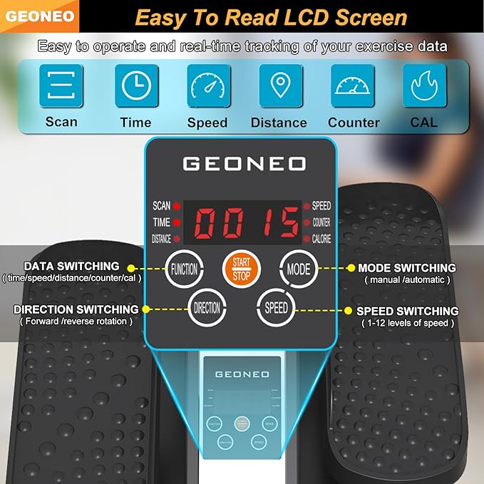 Under Desk Elliptical Machine, Electric Elliptical Exerciser for Senior, Quiet and Small Electric Seated Pedal Exerciser for Home with Remote Control and 12 Adjustable Speeds