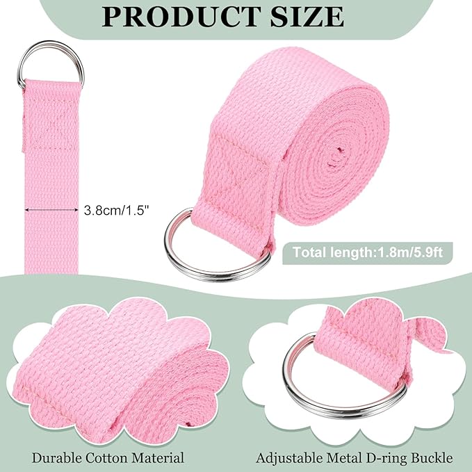 Yoga Strap for Stretching, Athletic Stretch Band with Adjustable Metal D Ring Buckle Yoga Bands