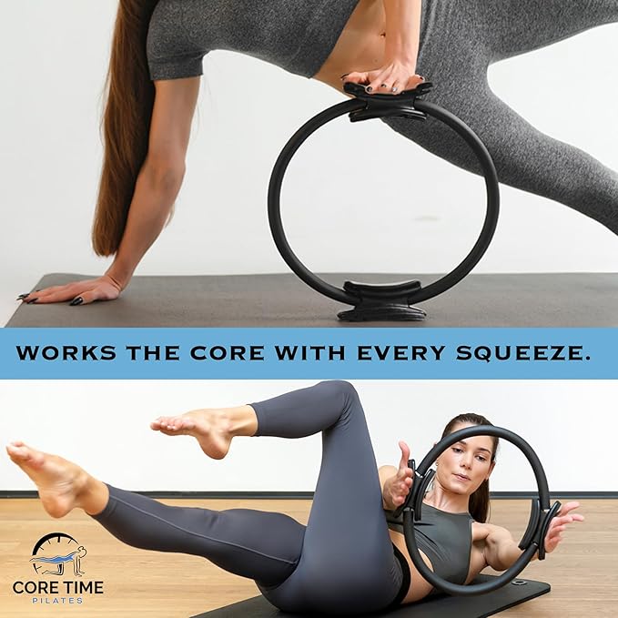 Pilates Ring and Exercise Guide- 25 Magic Circle Exercises Included- Photos and Videos by Pilates Instructor- Full Website Access Included - with Resistance Band and Bag.