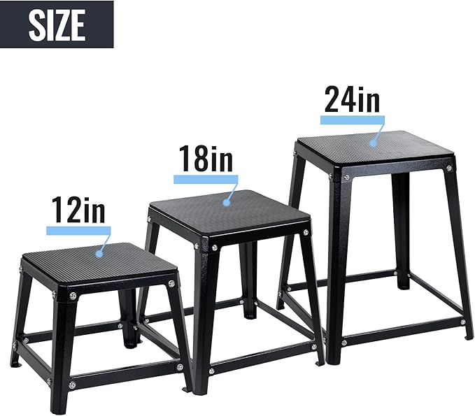 Plyometric Platform Box, Plyometric Box Jump Set for Home Gym Training, Crossfit, Conditioning, Strength Training (12/18/24/30 Inch)