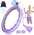 Smart Silent Weighted Fitness Hoop with Counter, Adjustable 30"-50" Infinite Exercise Hoop - A Spinning Hoop for Waist & Adult Weight Loss, Includes Tape Measure & Backpack for Women & Beginners