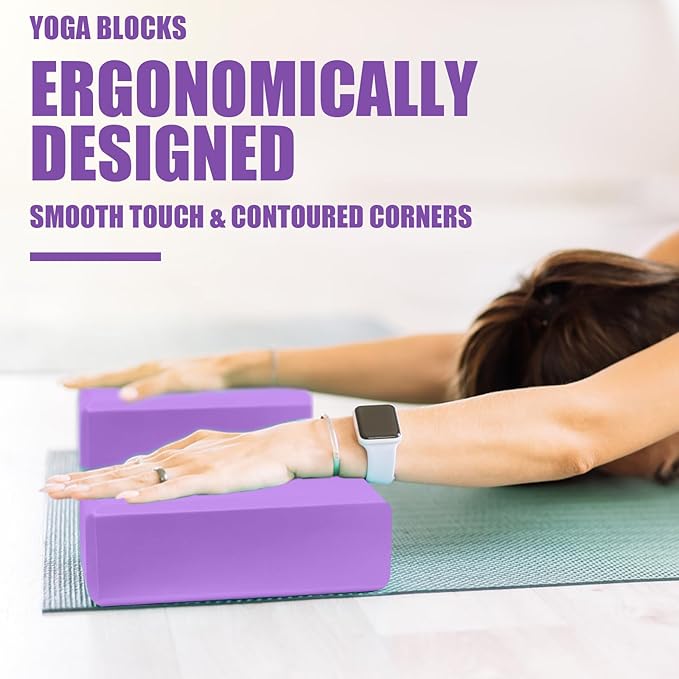 2 Pcs Yoga Blocks, 9"x6"x3" Foam Blocks Yoga Props for Pilates Stretching and Meditation Exercise Blocks Lightweight Yoga Essentials