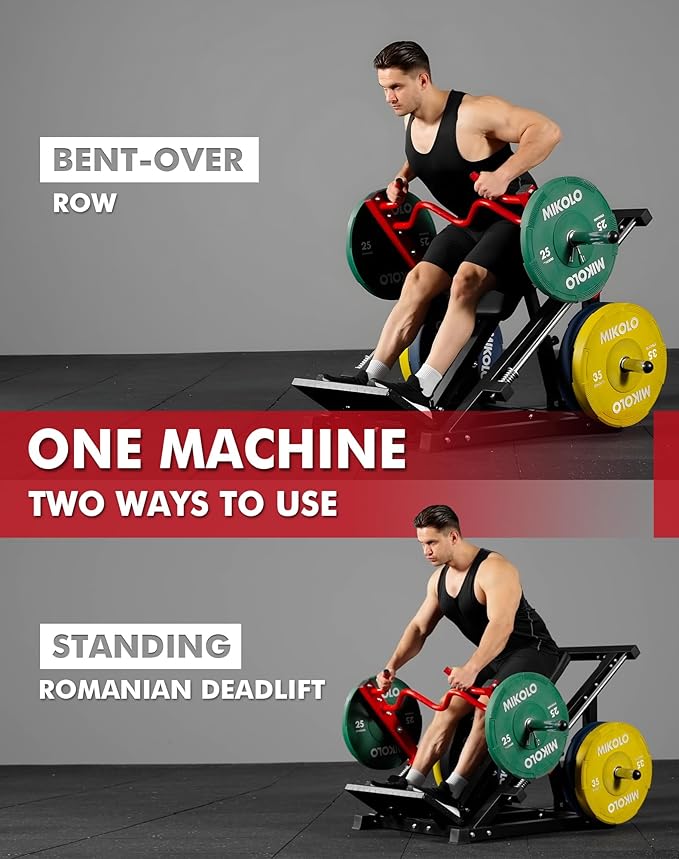 Mikolo Linear Row Machine, Rowing Machine for Home with Plate-Loaded Smith Row, Linear Bearing Back Workout Equipment for Home Gym