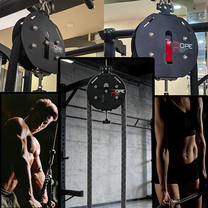 Cable Pulley System - Suspension Trainer & Endless Rope Trainer Machine for Home, Adjustable Resistance Pulley Cable Machine for Muscle Endurance, Upper Extremity & Aerobic Exercise