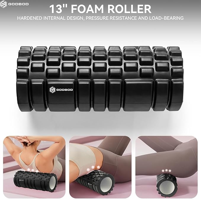 Strong Foam Roller - Deep Tissue Medium Density Muscle Massager with Myofascial Trigger Point Release, Back Massage Roller for Soreness and Mobility 13 x 5.5 Inch