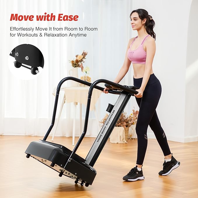 ZELUS Vibration Plate Exercise Machine with Handles, Vibration Plate for Lymphatic Drainage with 2 Resistance Bands (3 Preset Modes 99 Levels)