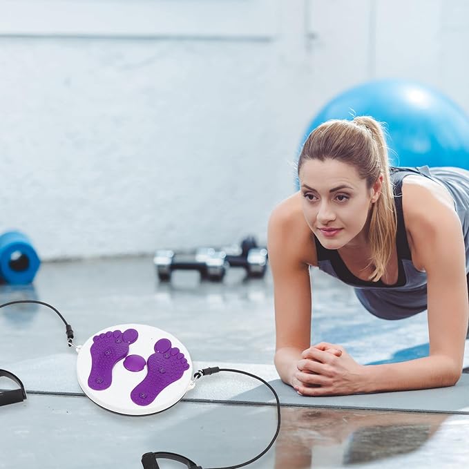 Zerodeko Waist Twisting Disc with Pull Rope, Household Fitness Slimming Machine, Purple Body Twisting Board for Core Strengthening and Abdominal Exercise at Home