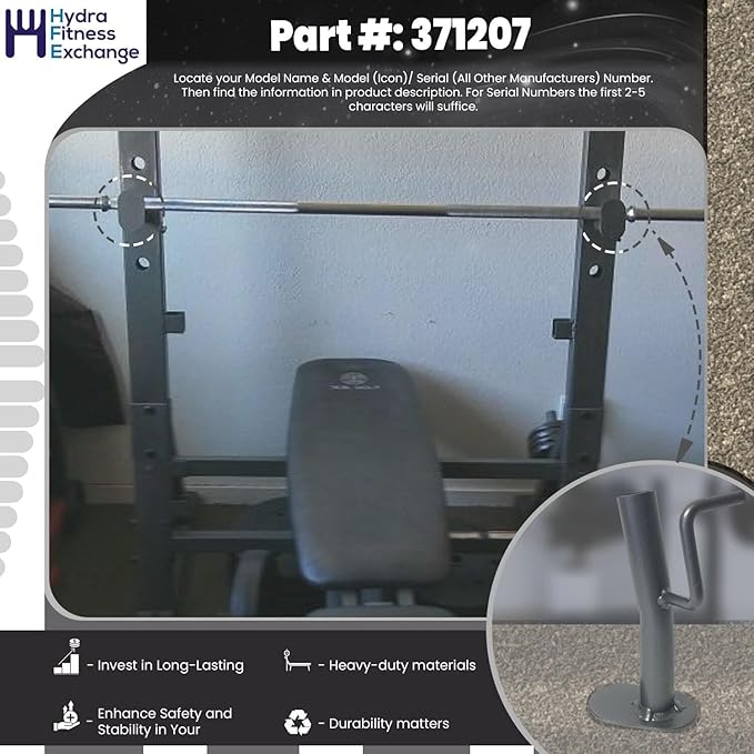 Hydra Fitness Exchange Heavy Duty Weight Lifting Weight Rest - Barbell Storage Rack Attachments Fitness Equipment Gym Accessories for Bench Replacement Part 371207 Works with Gold's Gym XR 10.1