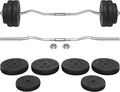 Yaheetech Barbell Set Olympic Curl Bar Weights & 2 Olympic Barbell Clamps Strength Training Bars
