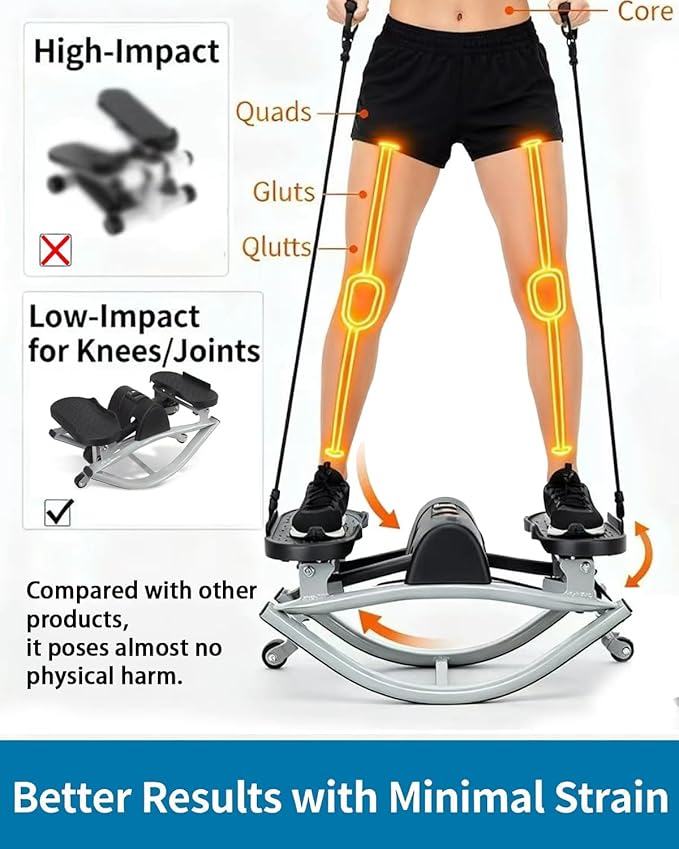 Lateral Rocking Fitness Stepper for Knees and Joints, Home Workout Machine, Portable Compact Side-to-Side Steppers for Legs, Glutes, Absz, Low-Impact Lateral Steppers