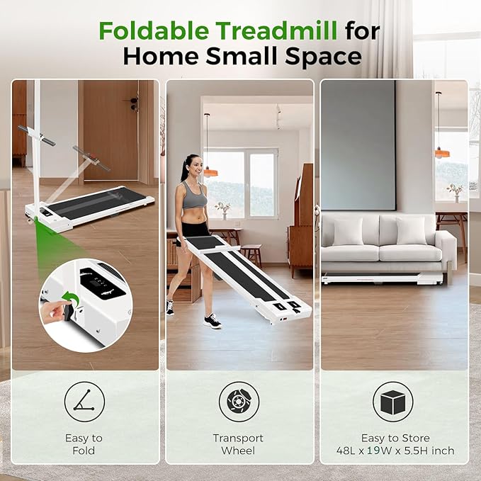 Treadmill for Home Small, 3.0HP Treadmill with Handle,Walking Pad Treadmill, Jogging Running Machine,Folding Treadmill 300 Lbs Capacity,6 Layers Shock-Absorbing