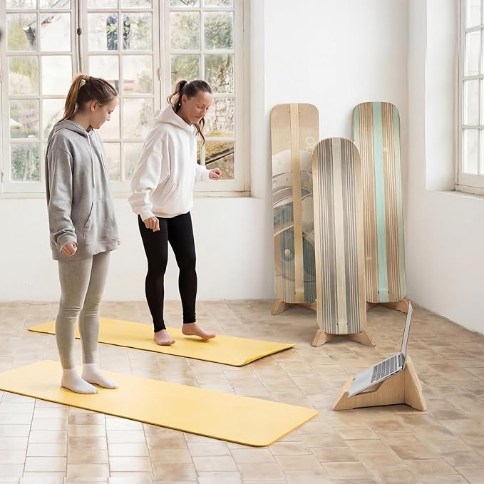 Geelin Slackline Balance Board Stand Slackline Board Display Rack Wooden Balance Training Accessories for Adult Gym Fitness Center Yoga Surfing Training, 10 x 7.5 x 4 Inch