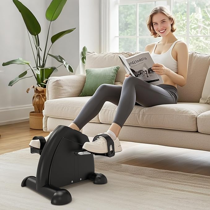FITKS360 Under Desk Elliptical & Mini Exercise Bike - Seated Electric Leg Exerciser Under Table Oval Electric - Seniors Sit Exerciser Full Assembled Pedal with Remote Control