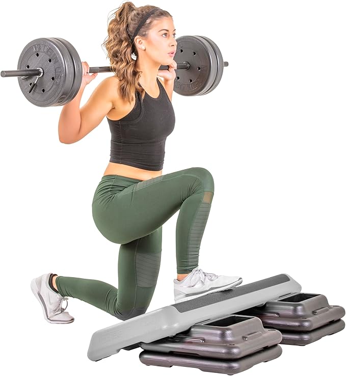 The Step Freestyle Grey Aerobic Platform, Health Club Size Steppers for Exercise