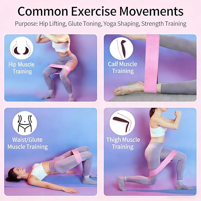 Fabric Resistance Bands for Legs, 3 Levels Non-Slip Exercise Bands for Working Out,Booty Bands for Women & Men, Glute Bands for Home Gym Yoga Pilates Rehab Fitness