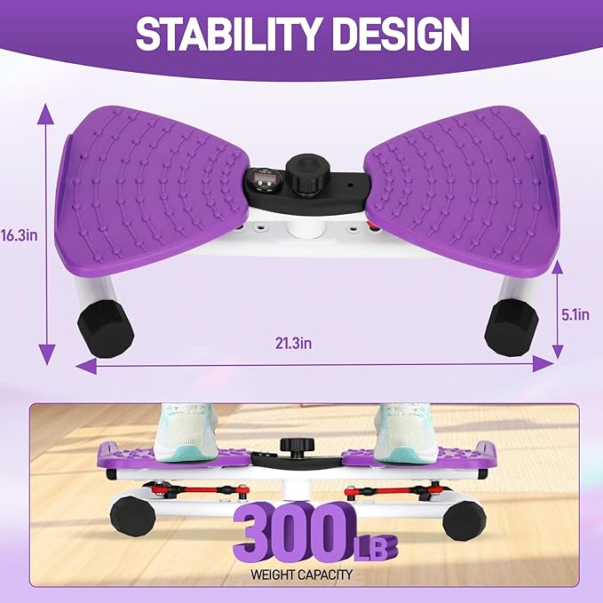 Waist Twister Machine for Home, 300lbs Capacity Ab Twister Board - Noiseless Core Workout Equipment for Belly Fat Loss, Waist Training & Abs Exercise for Women & Men with Digital Tracker Time/Reps/Calories
