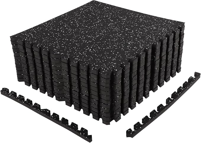 FAHKNS Gym Mat, 0.79'' Extra-Thick Exercise Equipment Mats, 12 Pcs 48 Sq Ft Rubber Top Floor Tiles, EVA Foam Exercise Mat Tiles - Durable, Non-Slip, Interlocking Mat, Gym Flooring for Home Gym