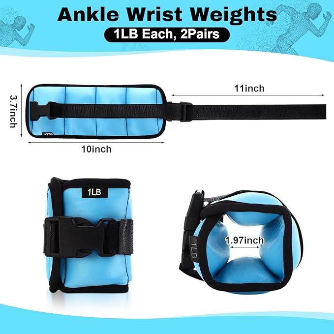 2 Pairs Ankle Wrist Weights for Land or Aquatic Exercise Aqua Cuffs Aqua Aerobics Fitness Bands for Ankle and Wrist Adjustable Weights for Swimming Pool Workout Equipment