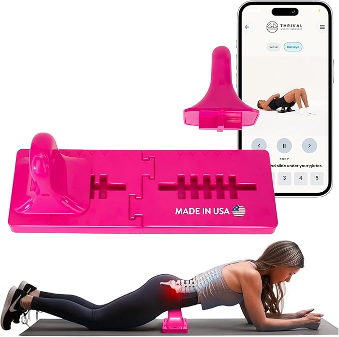 Thrival Bullseye - Precision Psoas Muscle Release Tool for Hip Flexor, Back, Hamstring, Glute, Iliacus, and Neck Pain - Deep Tissue, Trigger Point, and Myofascial Release - Pink