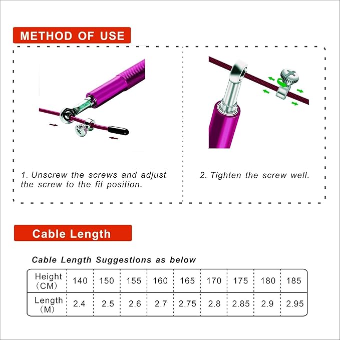 Speed Jump Rope - 360° Swivel Ball Bearing - Adjustable steel coated rope-Aluminum Anti Skipping Handle -Fitness Training Boxing Sports Exercises -Suitable for Kids and Adults