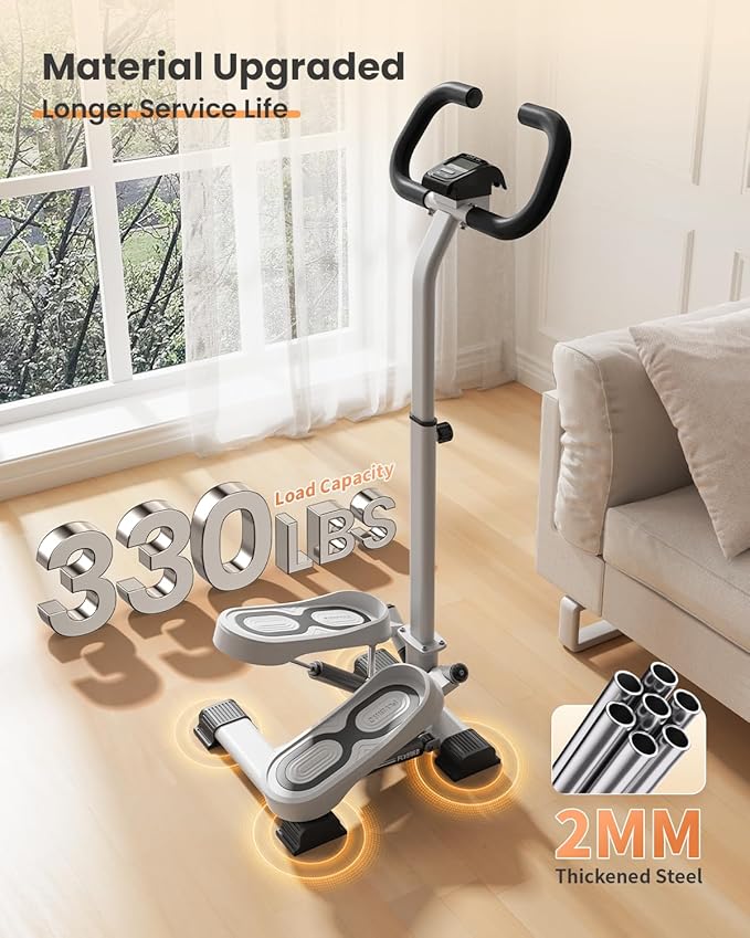 FLYBIRD Stepper with Handlebar, Twist Stair Stepper for Exercises for Leg Workout, 330LB Weight Capacity, Low-Impact Home Cardio Machine Suitable for Beginners 2026 Version