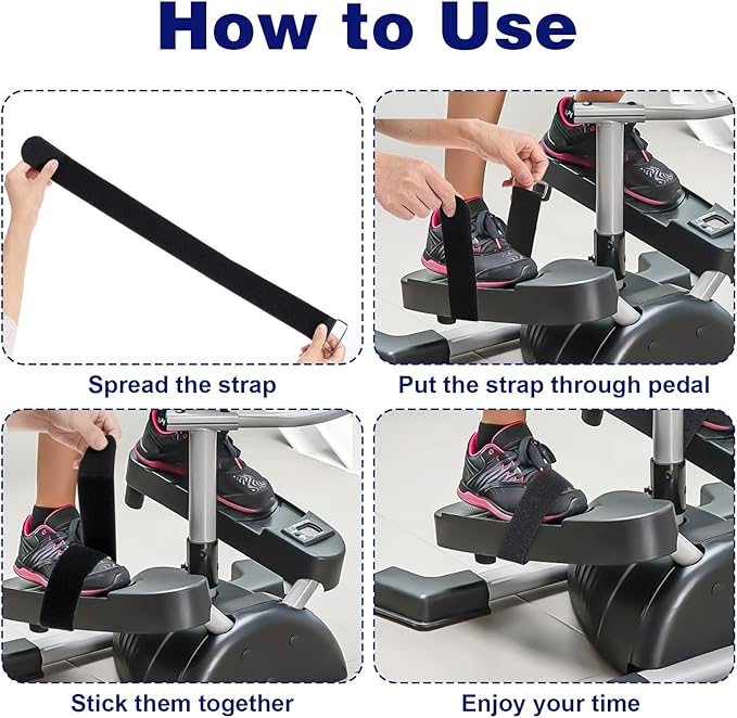 6PCS Leg Exerciser Pedal Straps, Universal Adjustable Bike Pedal Band, Non-Slip Foot Strap for Under-Desk Elliptical Machines, Leg Training, Home and Office Exercise Accessories