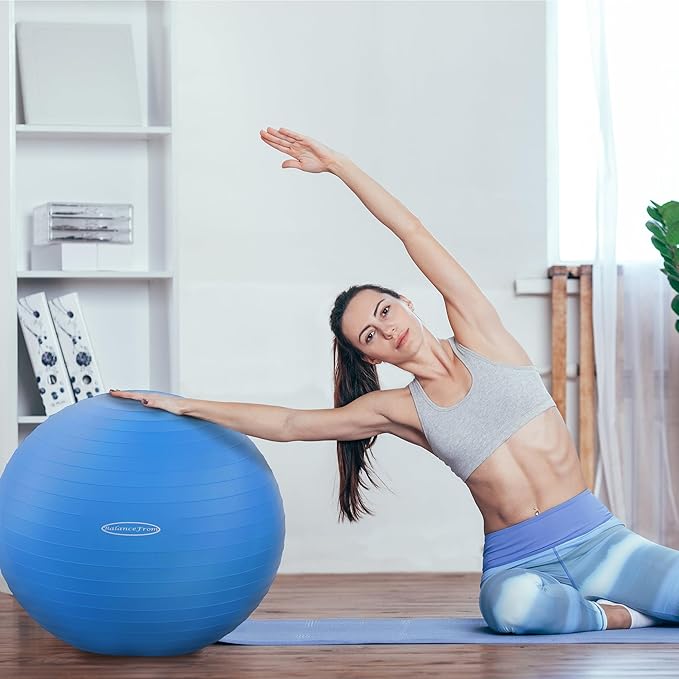 Fitvids Exercise Ball for Fitness, Yoga, Pilates with Quick Pump, Anti-Burst Slip Resistant Balance Ball