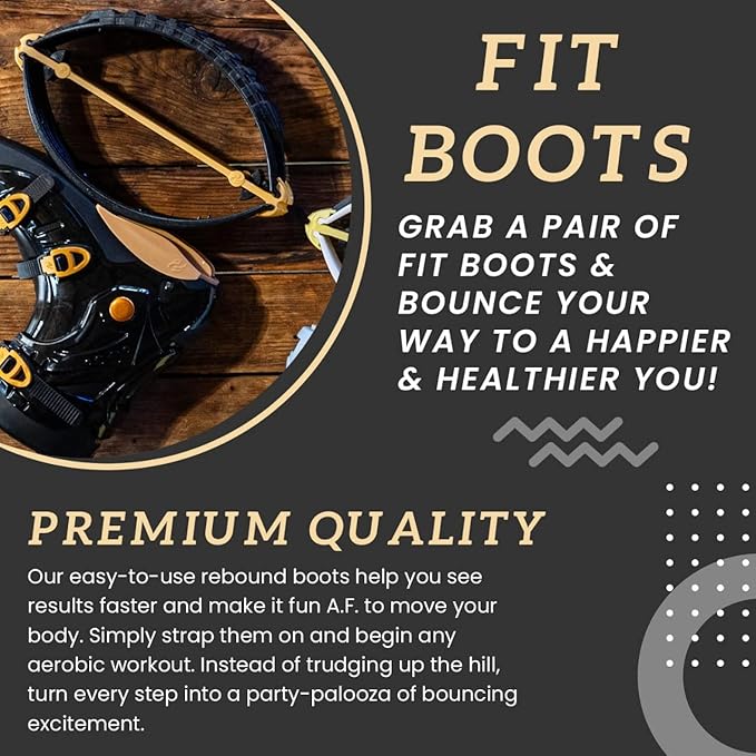 FIT BOOTS for Women Exercise - Premium Moon Shoes for Jumping, Kangaroo Shoes for Training, Cardio & Fun, Joint-Friendly, Rebounder Jumps Boots for Adults & Kids, Bouncy Workout (Women-Gold)