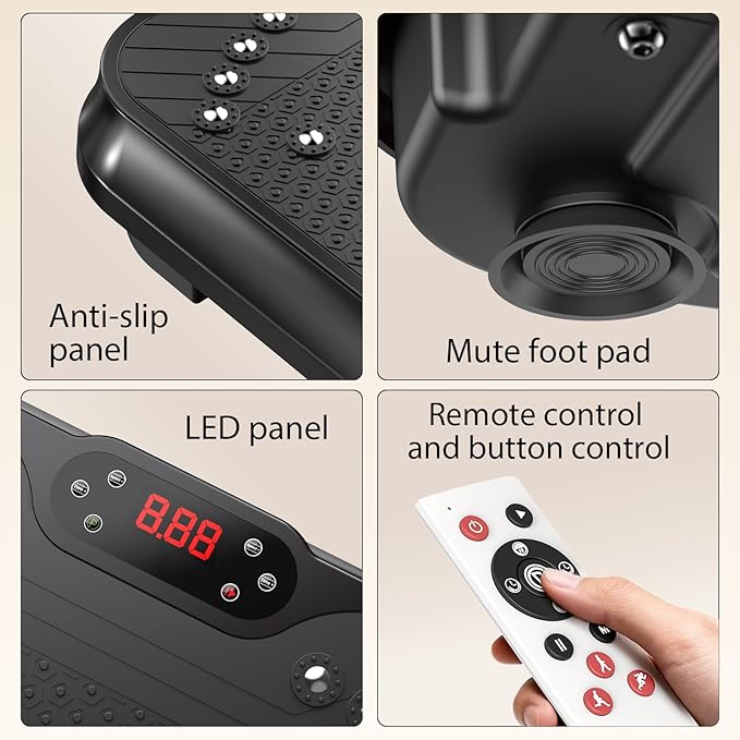 Vibration Plate Exercise Machine for Lymphatic Drainage,Power Vibrate Stand Shake Board 400 Lbs Capacity Fitness Platform with Fitness Resistance Bands Weight Loss Gifts for Women Men